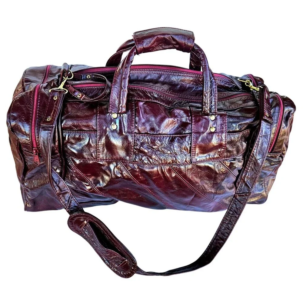 USC Trojans Vintage Patchwork Maroon Leather Duffel 22